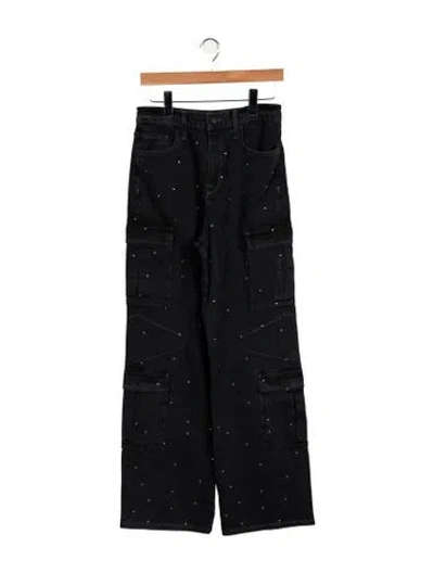 Pre-owned Triarchy High-rise Wide Leg Jeans In Black