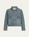 Triarchy Lillian Boxy Western Denim Jacket In Malibu Vintage Indigo