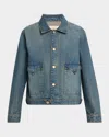 Triarchy Lillian Boxy Western Denim Jacket In Malibu Vintage Indigo