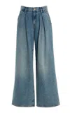 Triarchy Linda Mid-rise Pleated Wide Leg Jeans