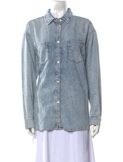 Pre-owned Triarchy Long Sleeve Button-up Top In Blue