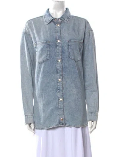 Pre-owned Triarchy Long Sleeve Button-up Top In Blue