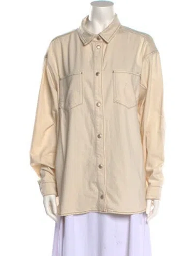 Pre-owned Triarchy Long Sleeve Button-up Top In Neutral