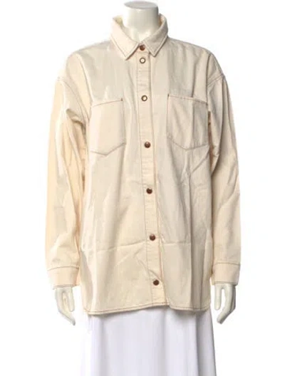 Pre-owned Triarchy Long Sleeve Button-up Top In Neutral