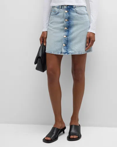 Triarchy Ms. Stone High Rise Cut-out Denim Skirt In Spring Indigo