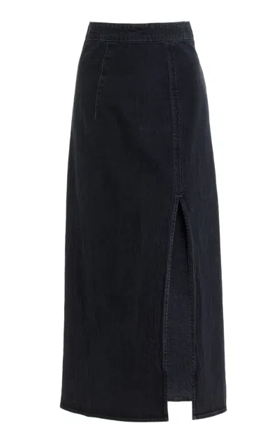 Triarchy Ms. Madison High-rise Denim Maxi Skirt In Black