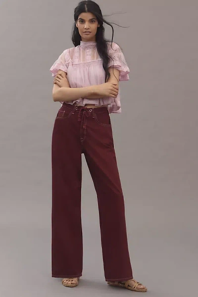 Triarchy Nesta Mid-rise Tie-waist Wide-leg Jeans In Purple