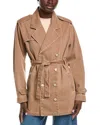 Triarchy Nicola Cropped Trench Coat In Brown