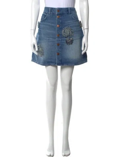 Pre-owned Triarchy Patterned Mini Skirt In Blue