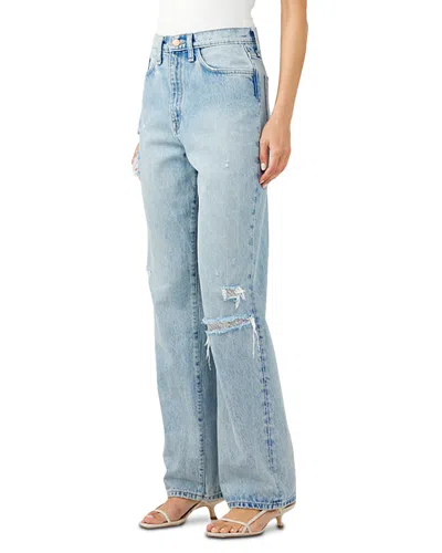 Triarchy Primrose High Rise Relaxed Jeans In Metallic Moonwashed Indigo In Blue