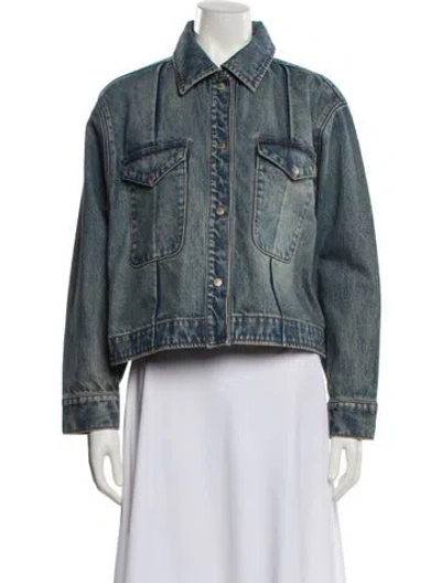 Pre-owned Triarchy Printed Denim Jacket In Blue