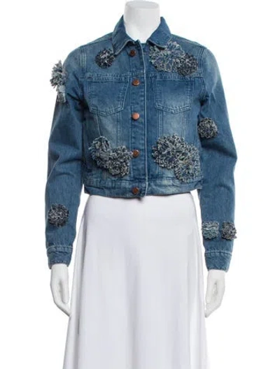 Pre-owned Triarchy Printed Denim Jacket In Blue