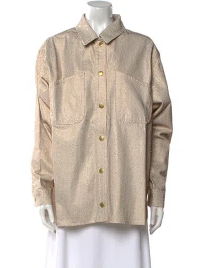 Pre-owned Triarchy Printed Long Sleeve Button-up Top