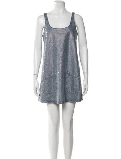 Pre-owned Triarchy Printed Mini Dress In Blue