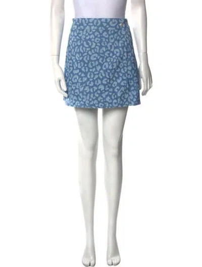 Pre-owned Triarchy Printed Mini Skirt In Blue