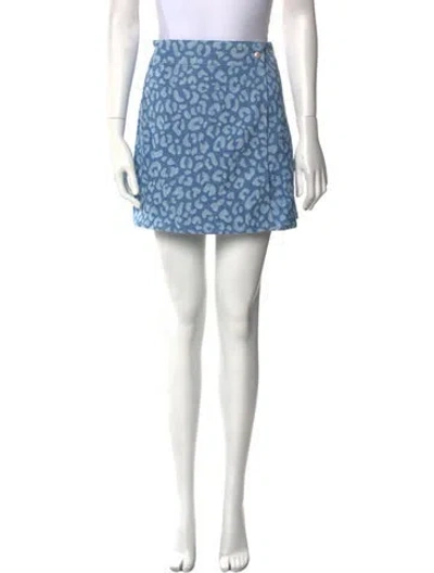 Pre-owned Triarchy Printed Mini Skirt In Blue