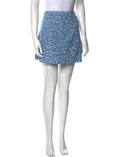 Pre-owned Triarchy Printed Mini Skirt In Blue