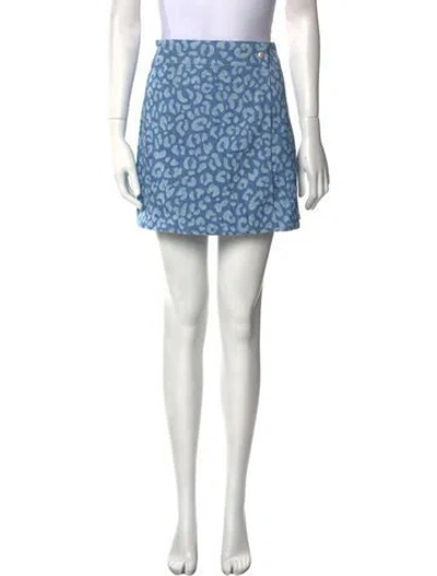 Pre-owned Triarchy Printed Mini Skirt In Blue