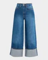 Triarchy Rose True Medium Indigo High-rise Cropped Wide Leg Jean In True Medium Indigo