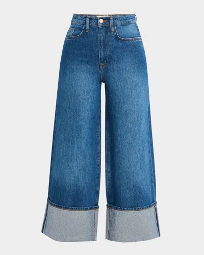 Triarchy Rose High-rise Cropped Wide-leg Jeans In Blue
