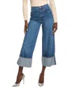 Triarchy Rose True Medium Indigo High-rise Cropped Wide Leg Jean In Blue