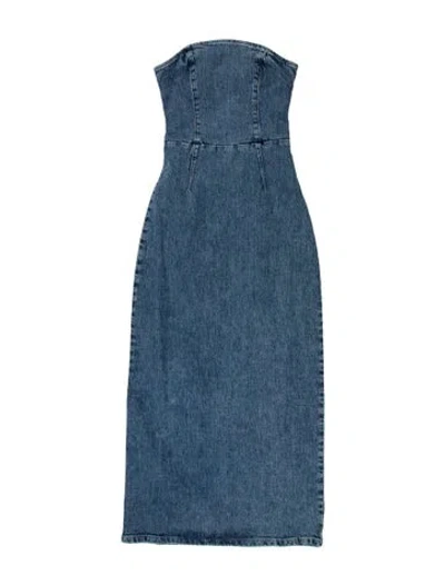 Pre-owned Triarchy Strapless Midi Length Dress In Blue