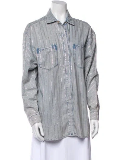 Pre-owned Triarchy Striped Denim Jacket In Blue