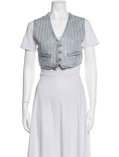 Pre-owned Triarchy Striped Vest W/ Tags In Blue