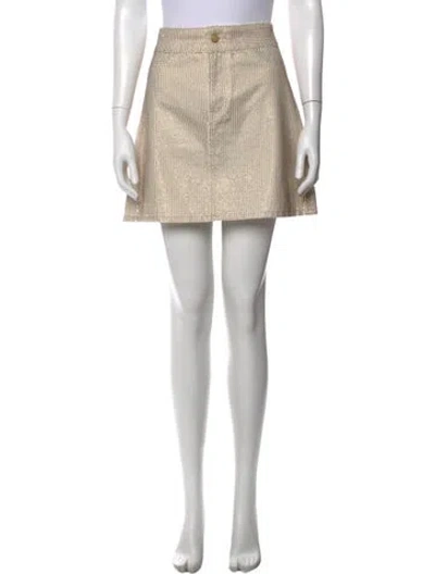 Pre-owned Triarchy Studded Accents Mini Skirt In Neutrals