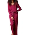 Tribal 2 Piece Henley Pajama Set In Red Plum In Red