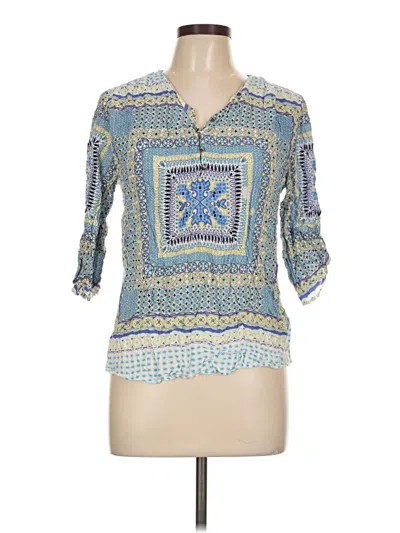 Pre-owned Tribal 3/4 Sleeve Blouse In Blue