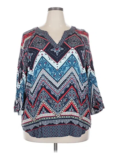 Pre-owned Tribal 3/4 Sleeve Blouse In Blue