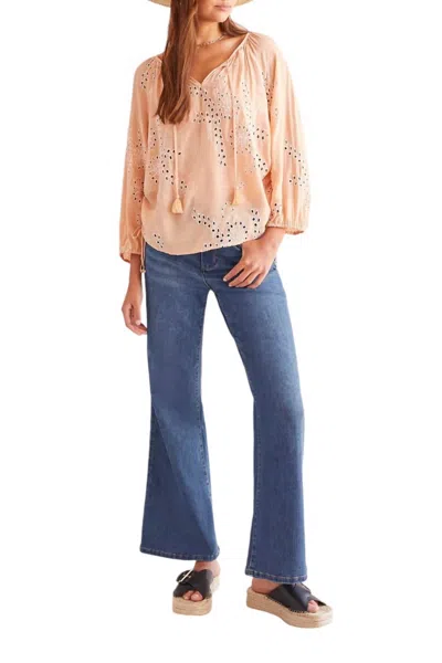 Tribal 3/4 Sleeve Blouse In Peach In Pink
