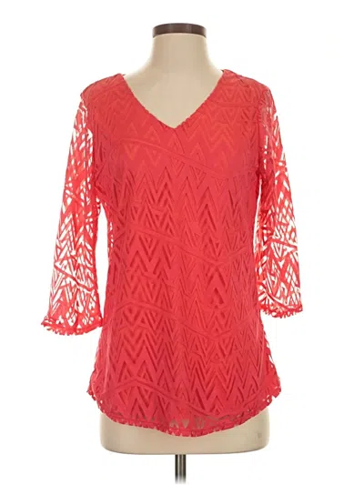 Pre-owned Tribal 3/4 Sleeve Blouse In Red