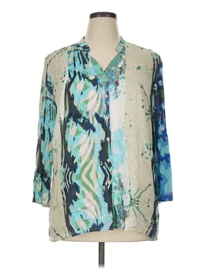 Pre-owned Tribal 3/4 Sleeve Blouse In Teal