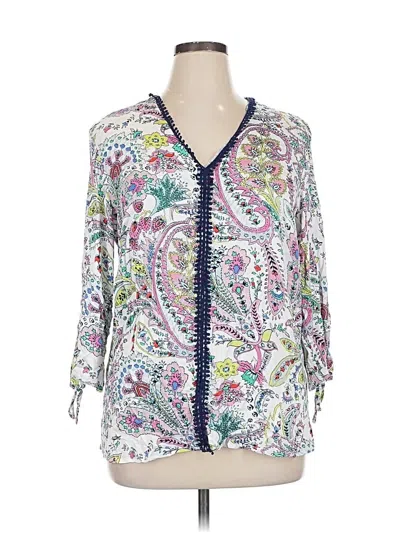 Pre-owned Tribal 3/4 Sleeve Blouse In White