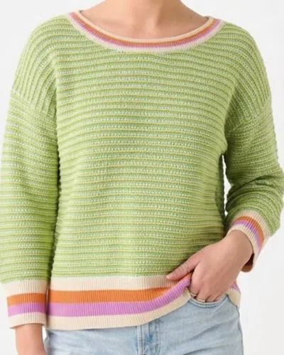 Tribal 3/4 Sleeve Scoop Neck Sweater In Mint Leaf Green