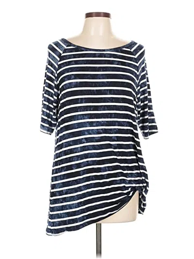 Pre-owned Tribal 3/4 Sleeve Top Blue Boatneck Tops