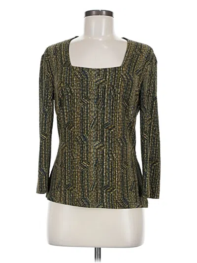 Pre-owned Tribal 3/4 Sleeve Top Green Square Neckline Tops