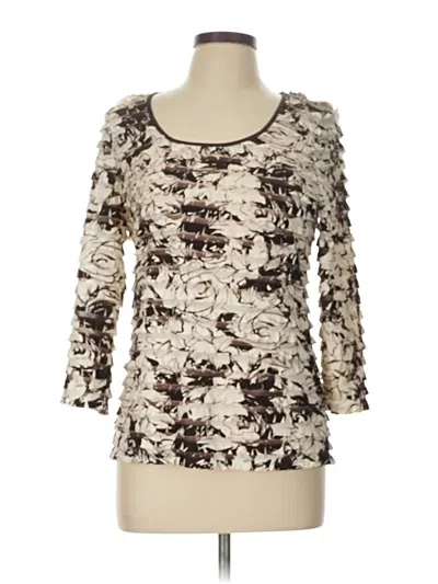 Pre-owned Tribal 3/4 Sleeve Top Ivory Boatneck Tops In White