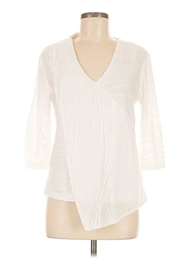 Pre-owned Tribal 3/4 Sleeve Top Ivory Plunge Neckline Tops