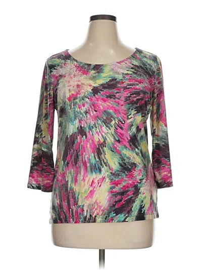Pre-owned Tribal 3/4 Sleeve Top Pink Boatneck Tops