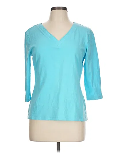Pre-owned Tribal 3/4 Sleeve Top Teal V Neck Tops In Blue