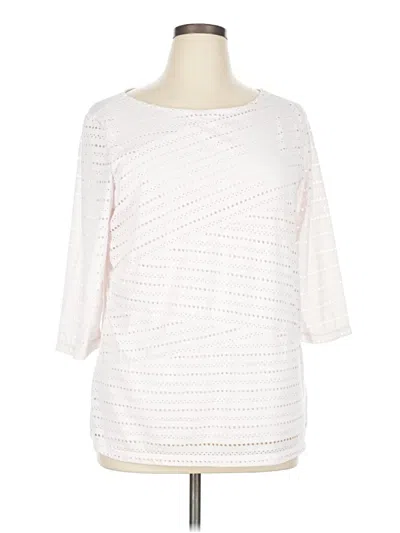 Pre-owned Tribal 3/4 Sleeve Top White Boatneck Tops