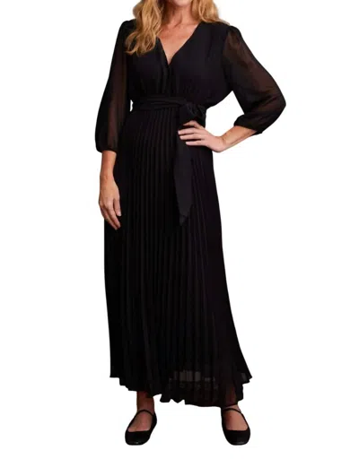 Tribal 3/4 Sleeve V-neck Dress In Black