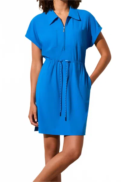 Tribal 4-way Stretch Polo Dress With Drawcord In Riviera In Blue
