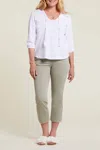 Tribal 5 Pocket Kick Flare Pull On Capri In Green In Green