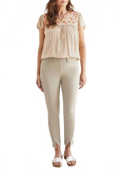 Tribal 5 Pocket Pull On Ankle Pant With Ankle Slit In Dry Sage In Neutral