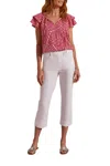 Tribal 5 Pocket Pull On Capri In White In White