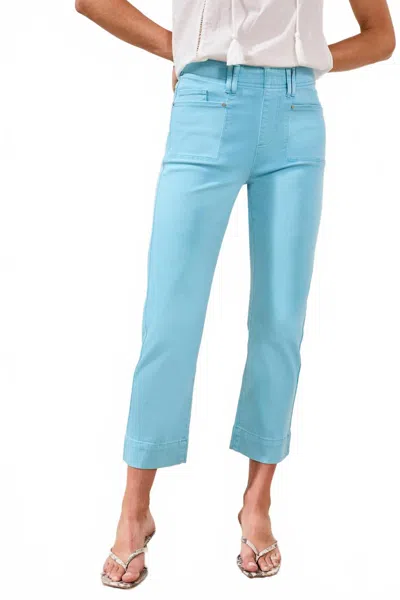 Tribal 5 Pocket Pull On Kick Flare Crop Pant In 1036-aqua Sky In Blue